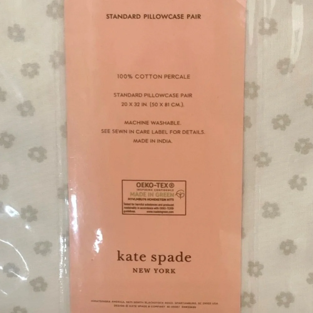 KATE SPADE New York Pink Daises Floral Pillowcase Cotton Standard Set of 2